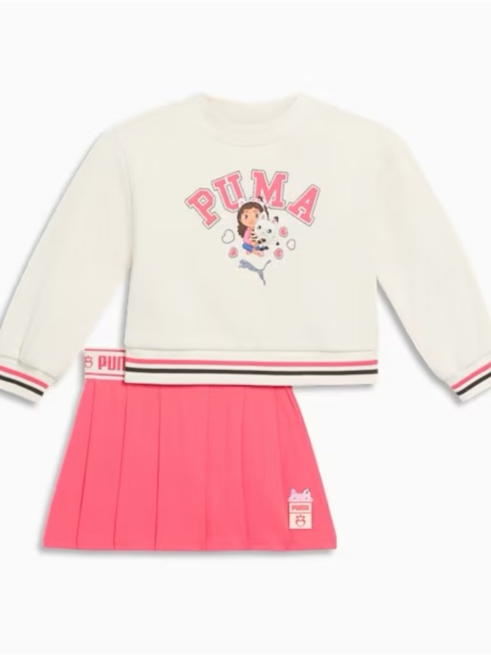 BRAND NEW girl youth puma x gabby’s gabbys dollhouse top & skirt set size XS/S